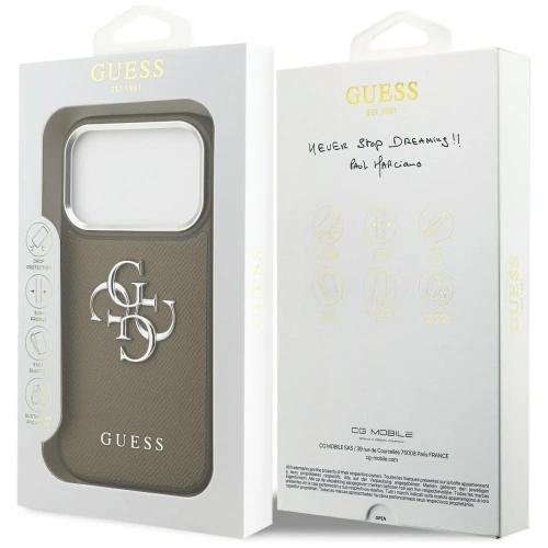 Etui Guess Grained Big 4G Classic Logo do Apple iPhone 17 Pro brązowy