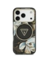 Etui Guess IML Glitter Flowers Triangle MagSafe do Apple iPhone 17 Pro Max czarny