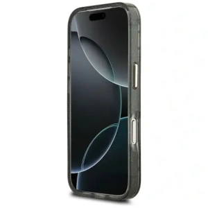 Etui Guess IML Glitter Flowers Triangle MagSafe do Apple iPhone 17 Pro Max czarny