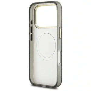 Etui Guess IML Glitter Flowers Triangle MagSafe do Apple iPhone 17 Pro Max czarny