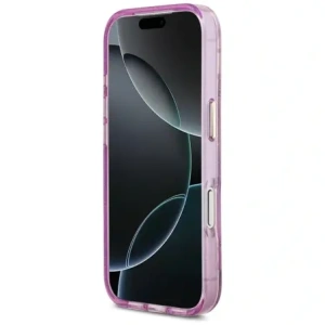 Etui Guess IML Glitter Flowers Triangle MagSafe do Apple iPhone 17 Pro Max fioletowy