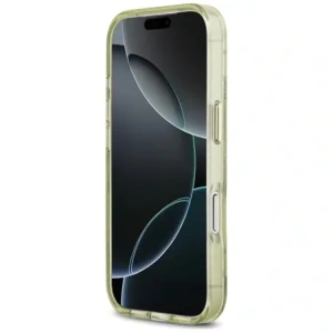 Etui Guess IML Glitter Flowers Triangle MagSafe do Apple iPhone 17 Pro Max zielony