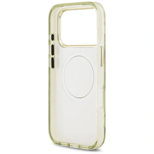 Etui Guess IML Glitter Flowers Triangle MagSafe do Apple iPhone 17 Pro Max zielony