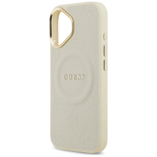 Etui Guess Peony Hot Stamp MagSafe do Apple iPhone 17 beżowy