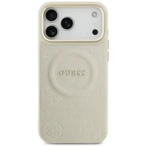 Etui Guess Peony Hot Stamp MagSafe do Apple iPhone 17 Pro Max beżowy