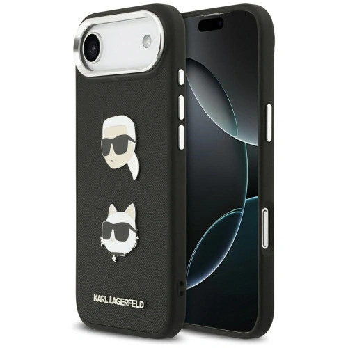 Etui Karl Lagerfeld FW Grained Karl & Choupette Heads Pins & Logo do Apple iPhone Air czarny