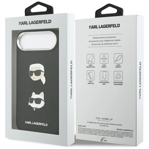 Etui Karl Lagerfeld FW Grained Karl & Choupette Heads Pins & Logo do Apple iPhone Air czarny