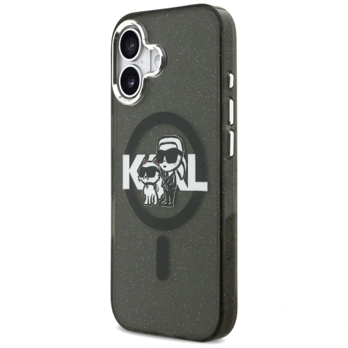 Etui Karl Lagerfeld IML Glitter Karl & Choupette Sketch Logo MagSafe do Apple iPhone 17 czarny