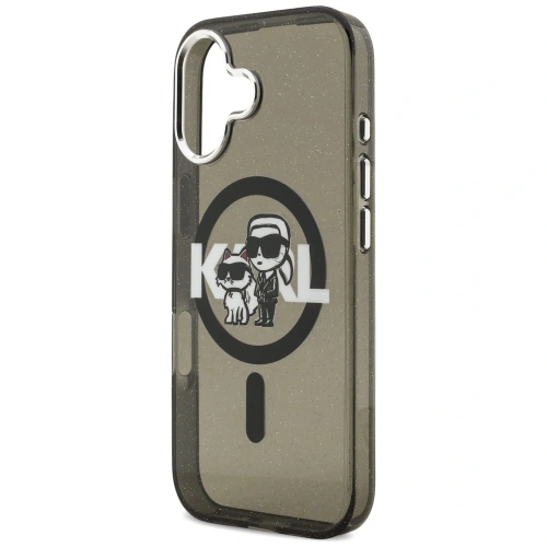 Etui Karl Lagerfeld IML Glitter Karl & Choupette Sketch Logo MagSafe do Apple iPhone 17 czarny