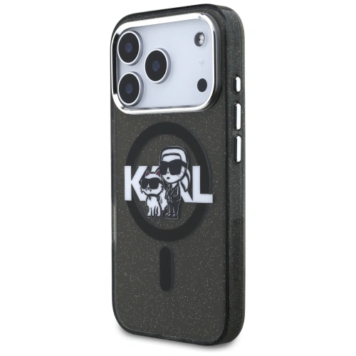 Etui Karl Lagerfeld IML Glitter Karl & Choupette Sketch Logo MagSafe do Apple iPhone 17 Pro czarny