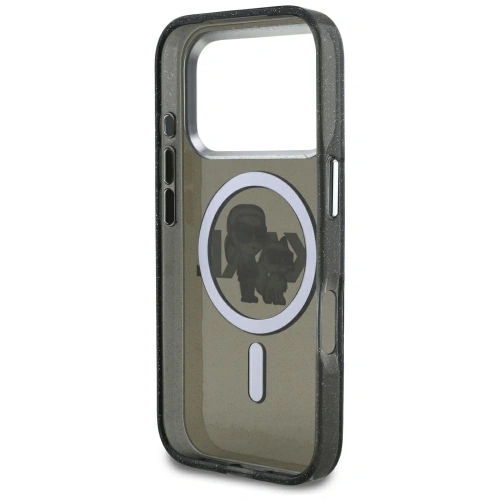 Etui Karl Lagerfeld IML Glitter Karl & Choupette Sketch Logo MagSafe do Apple iPhone 17 Pro czarny