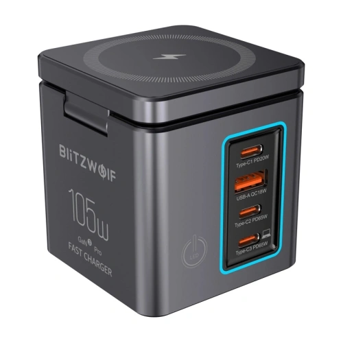 Ładowarka sieciowa Blitzwolf BW-i113 GaN USB-A, 3xUSB-C 105W