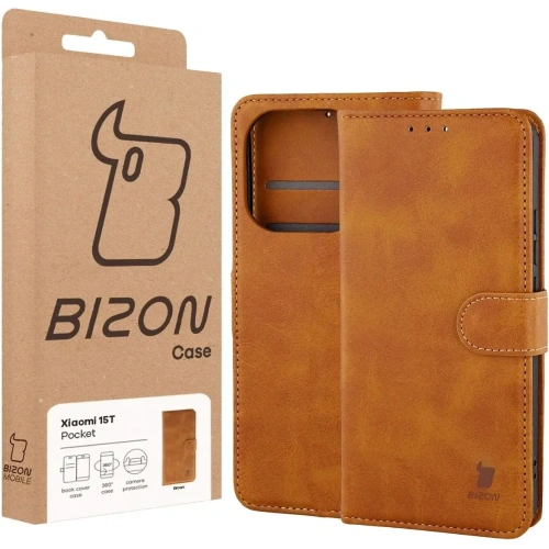 Etui z klapką Bizon Case Pocket do Xiaomi 15T brązowe