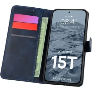 Etui z klapką Bizon Case Pocket do Xiaomi 15T granatowe Etui z klapką Bizon Case Pocket do Xiaomi 15T granatowe
