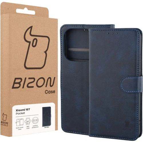 Etui z klapką Bizon Case Pocket do Xiaomi 15T granatowe