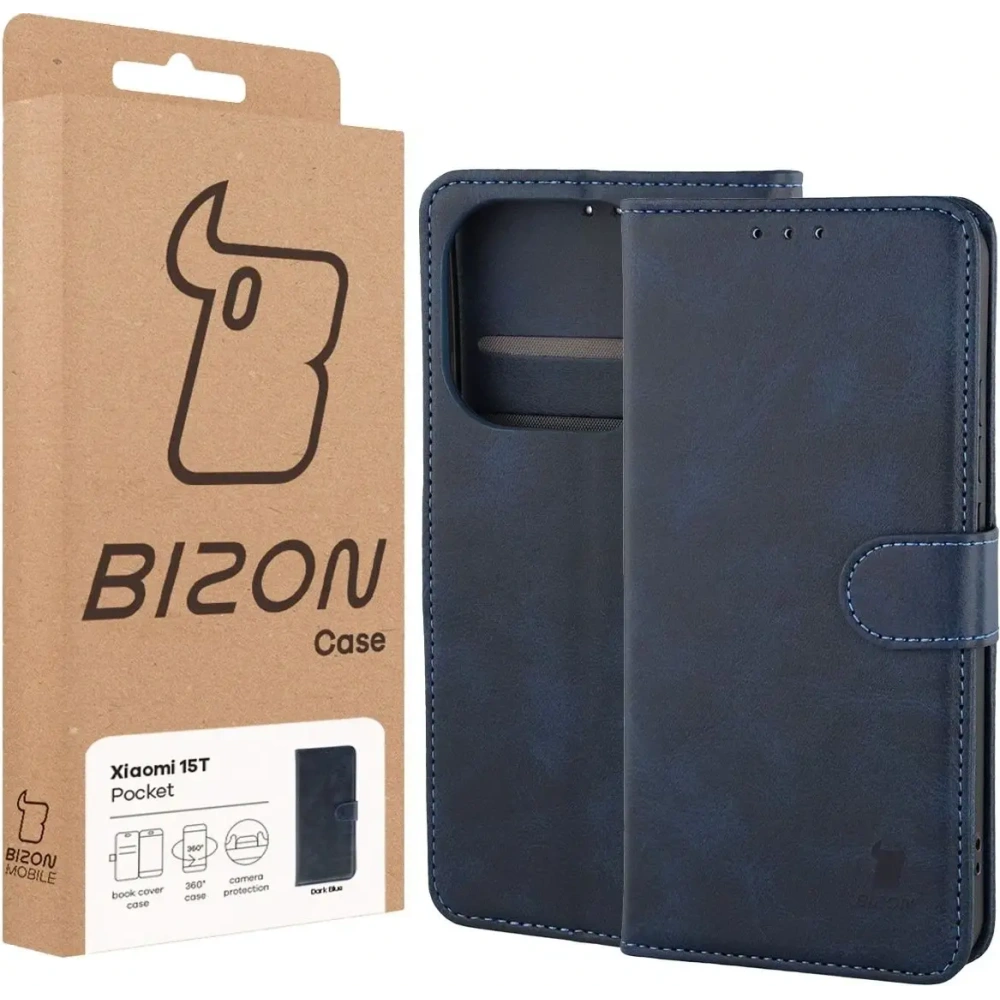 Etui z klapką Bizon Case Pocket do Xiaomi 15T granatowe Etui z klapką Bizon Case Pocket do Xiaomi 15T granatowe