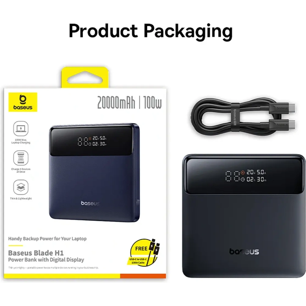 Powerbank Baseus Blade H1 20000mAh 100W z wyświetlaczem czarny