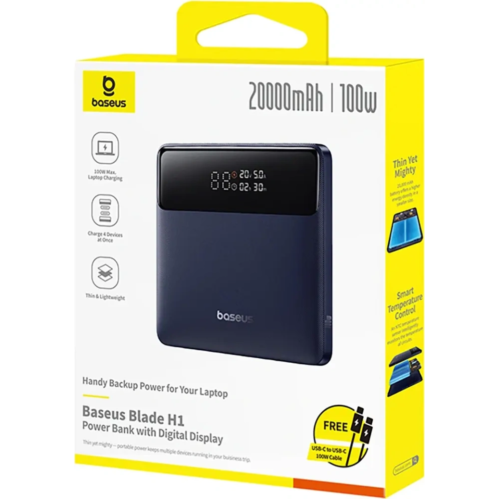Powerbank Baseus Blade H1 20000mAh 100W z wyświetlaczem czarny