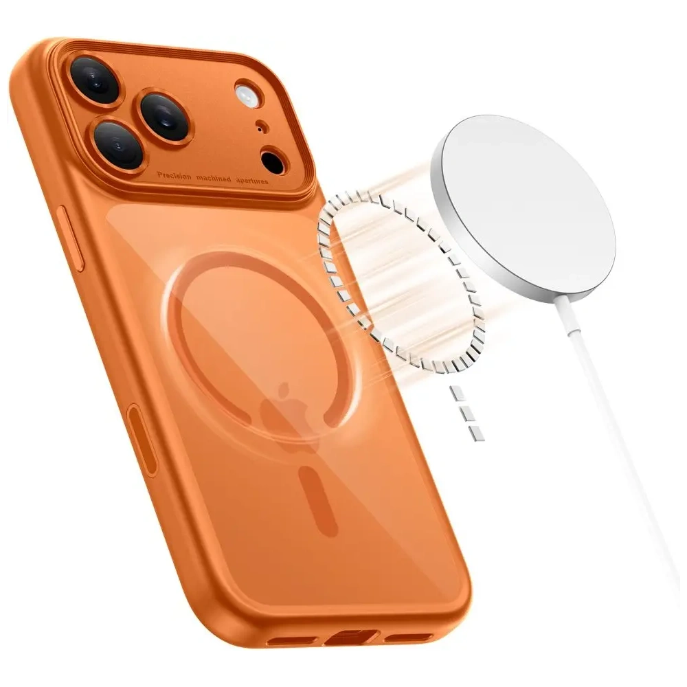 Etui Tech-Protect Magpeak MagSafe CC do Apple iPhone 17 Pro Max Cosmic Orange/clear