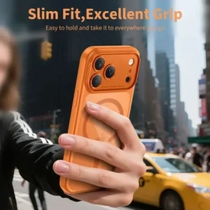 Etui Tech-Protect Magpeak MagSafe CC do Apple iPhone 17 Pro Max Cosmic Orange/clear