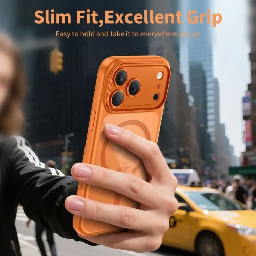 Etui Tech-Protect Magpeak MagSafe CC do Apple iPhone 17 Pro Max Cosmic Orange/clear