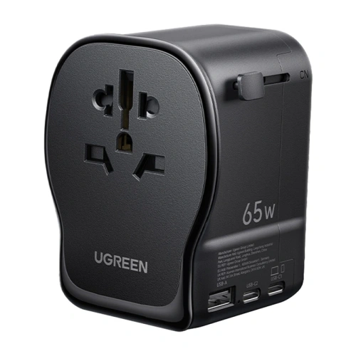 Uniwersalny adapter podróżny ładowarka sieciowa Ugreen S550, 65W, 2x USB-C, 1x USB-A