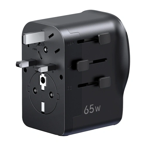 Uniwersalny adapter podróżny ładowarka sieciowa Ugreen S550, 65W, 2x USB-C, 1x USB-A