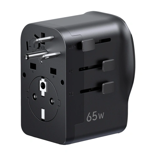 Uniwersalny adapter podróżny ładowarka sieciowa Ugreen S550, 65W, 2x USB-C, 1x USB-A