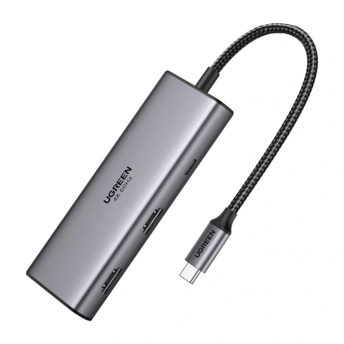 Adapter / HUB USB-C 7w1 Ugreen CM498 2x HDMI 4K@60Hz 2x USB,PD 100W