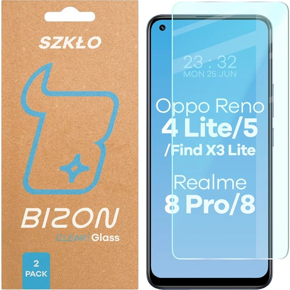 Szkło hartowane Bizon Glass Clear Duo Oppo Reno 4 Lite / Oppo Reno 5 / Oppo Find X3 Lite / Realme 8 / Realme 8 Pro 2-PACK Szkło hartowane Bizon Glass Clear Duo Oppo Reno 4 Lite / Oppo Reno 5 / Oppo Find X3 Lite / Realme 8 / Realme 8 Pro 2-PACK