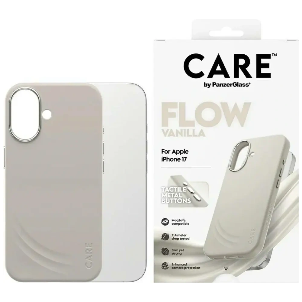 Etui CARE by PanzerGlass FLOW MagSafe iPhone 17 waniliowy