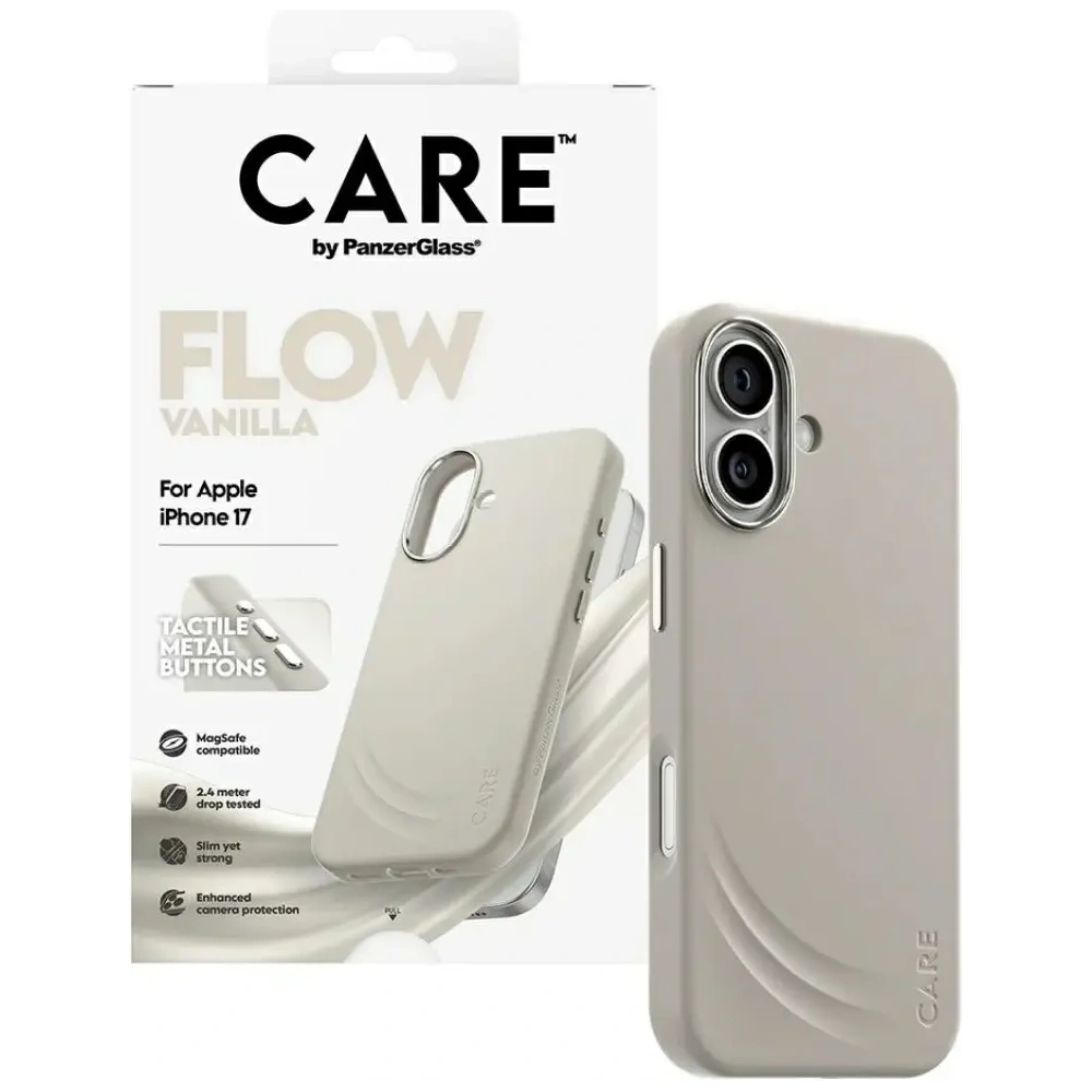 Etui CARE by PanzerGlass FLOW MagSafe iPhone 17 waniliowy