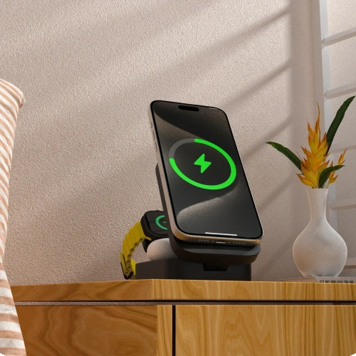 Stacja ładująca 3 w 1 iPhone Apple Watch AirPods Dudao A11 Max indukcyjna kompatybilna z MagSafe Grey