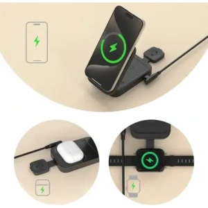 Stacja ładująca 3 w 1 iPhone Apple Watch AirPods Dudao A11 Max indukcyjna kompatybilna z MagSafe Grey