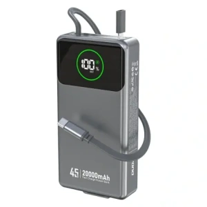Powerbank Dudao K31 Pro 45W 20000mAh z wbudowanym zwijanym kablem USB-C - szary