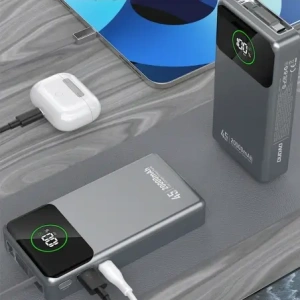 Powerbank Dudao K31 Pro 45W 20000mAh z wbudowanym zwijanym kablem USB-C - szary