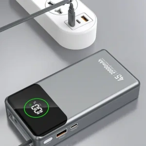 Powerbank Dudao K31 Pro 45W 20000mAh z wbudowanym zwijanym kablem USB-C - szary