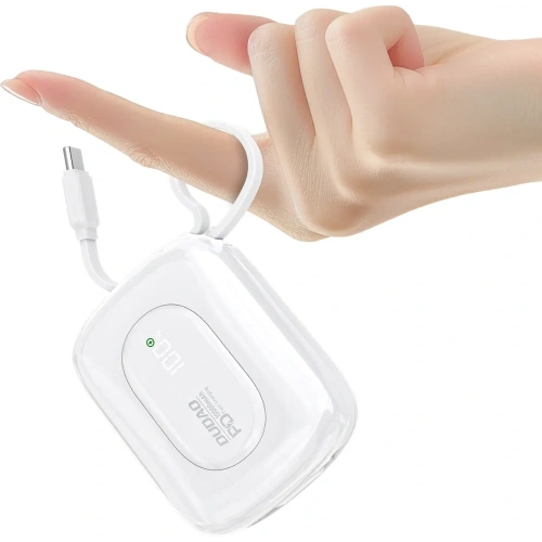 Powerbank Dudao K32 10000 mAh z wbudowanym kablem USB-C / Lightning - biały