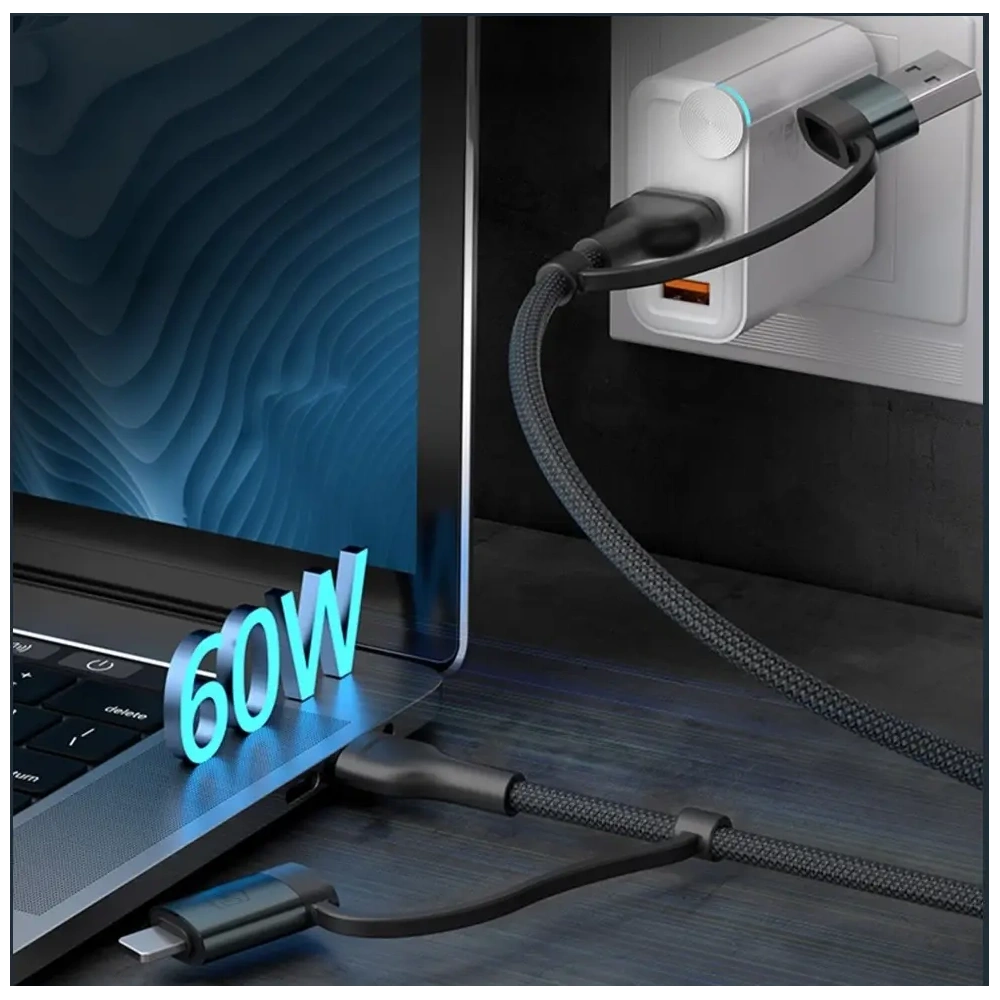 Kabel 3MK Hyper Cable N-SERIES USB-A / USB-C / USB-C/Lightning 1.2m 9V/2A 60W