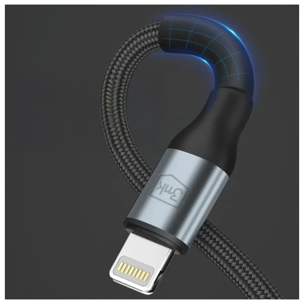 Kabel 3MK Hyper Cable N-SERIES USB-A / Lightning 1m 5V/2.4A 12W czarny