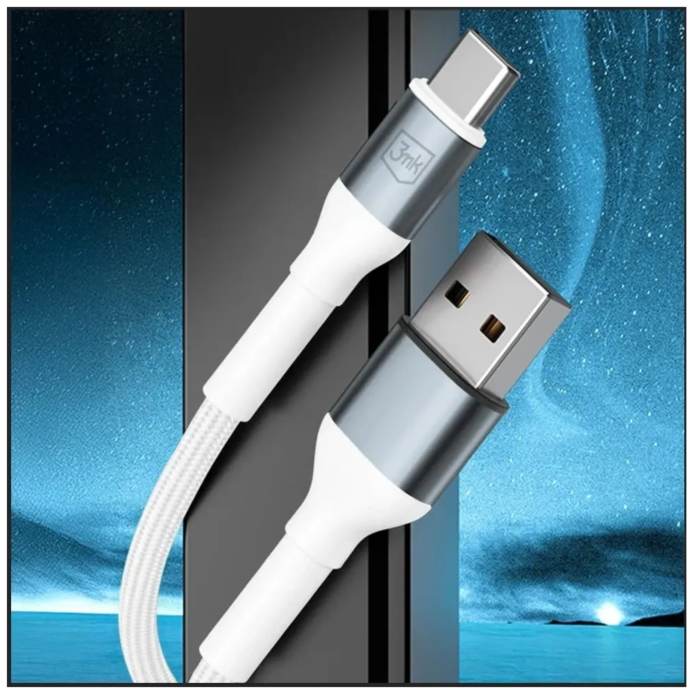 Kabel 3MK Hyper Cable N-SERIES USB-A / USB-C 1m 9V/2A 18W biały