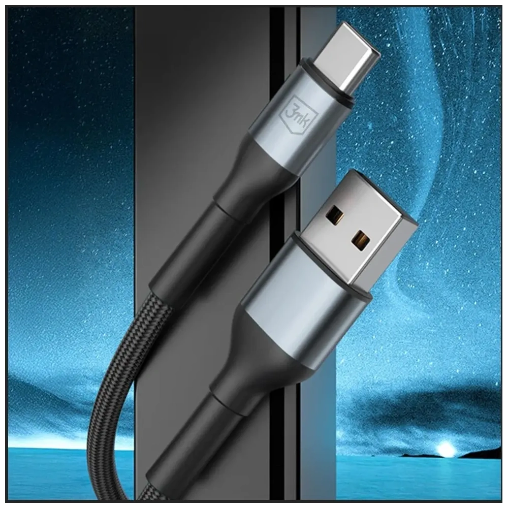 Kabel 3MK Hyper Cable N-SERIES USB-A / USB-C 1m 9V/2A 18W QC 3.0 czarny