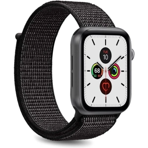 Nylonarmband PURO Band Apple Watch 4/5/6/7/SE/8/9/Ultra 44/45/49mm (Schwarz)