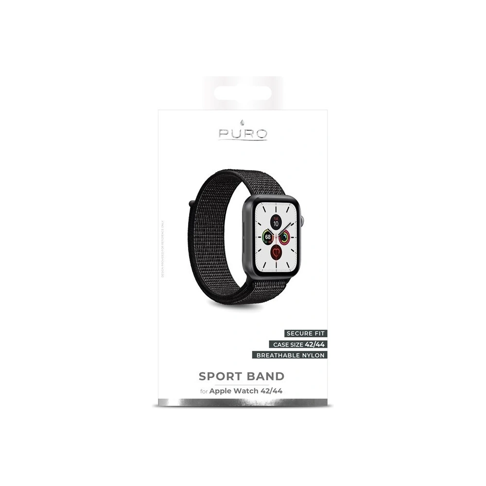 Hurtownia GSM - Nylonový pasek PURO Band Apple Watch 4/5/6/7/SE/8/9/Ultra 44/45/49mm (Černý) - PUR196BLK - {ean13} - Hurt