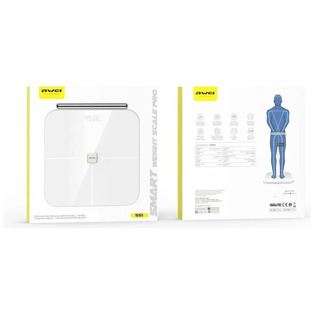 Waga do ciała AWEI SS1 wielofunkcyjna Bluetooth 5.0 500mAh biały
