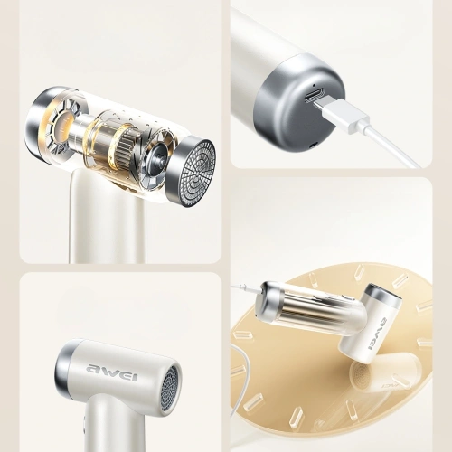 Wielofunkcyjny wiatrak AWEI F40 3w1 3300mAh biały