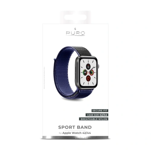 Nylonowy pasek PURO Band Apple Watch 4/5/6/7/SE/8/9/Ultra 44/45/49mm (Granatowy/Czarny)