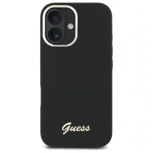 Etui Guess do Apple iPhone 16 Plus hardcase Silicone Script Metal Logo & Frame czarny