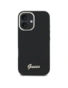 Etui Guess do Apple iPhone 16 hardcase Silicone Script Metal Logo & Frame czarny Etui Guess do Apple iPhone 16 hardcase Silicone Script Metal Logo & Frame czarny