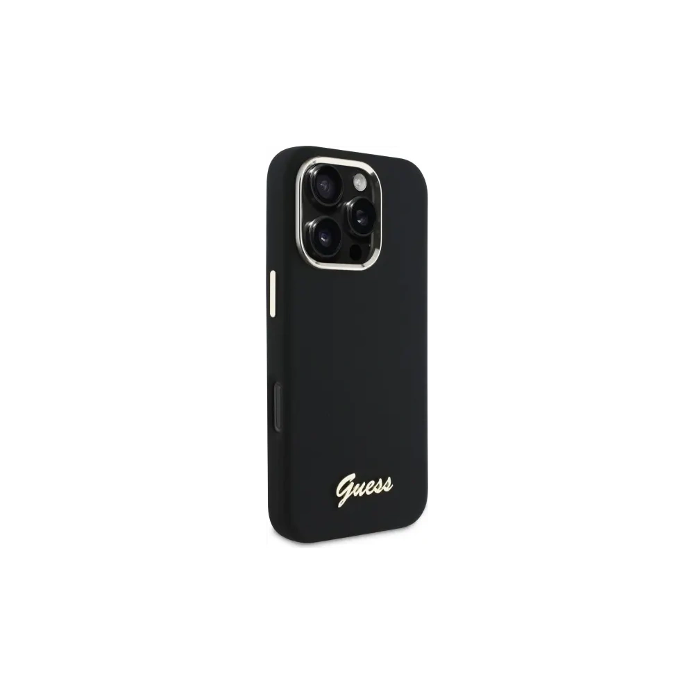 Etui Guess do Apple iPhone 16 Pro Max hardcase Silicone Script Metal Logo & Frame czarny